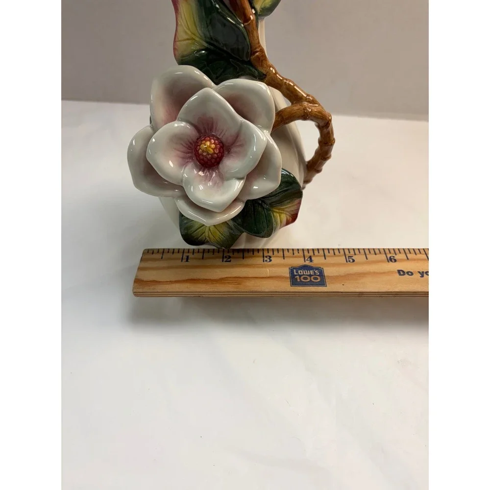 Fitz & Floyd Classics Magnolia Ceramic Vase Handcrafted China White Floral 7.5